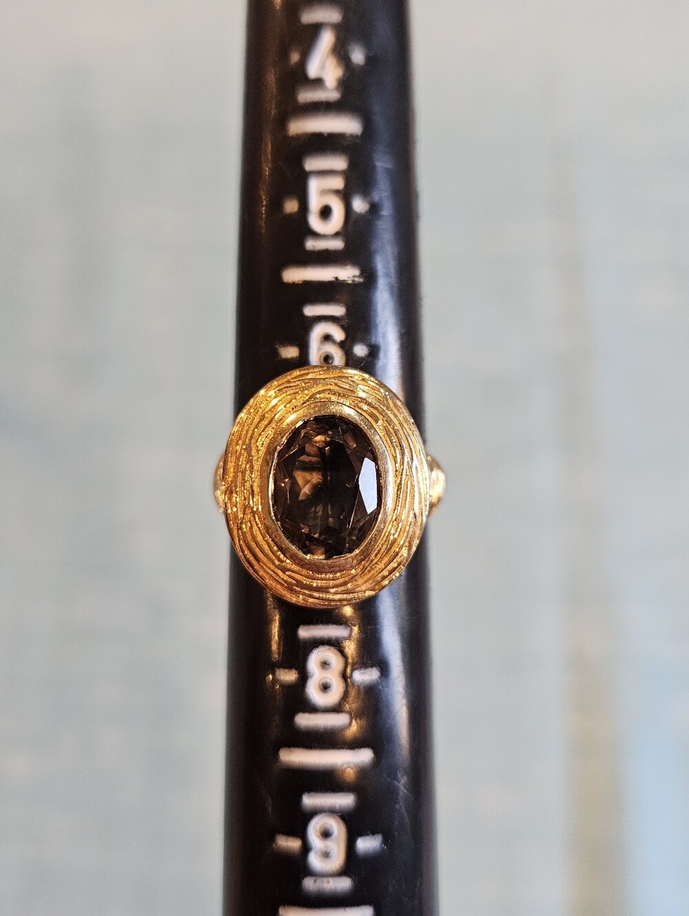 Smokey Quartz Ring Gold Vermeil Over Sterling Silver Size 6.75